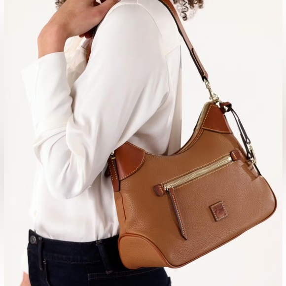 Dooney & Bourke Classic Caramel Pebble Grain Hobo Shoulder Bag - Picture 1 of 17